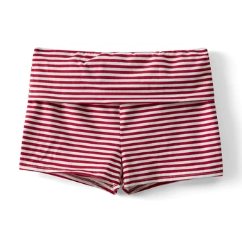Fold Over Low Waist Pajama Bottoms for Women Girls Casual Solid/Striped Slim Fit Short Pants Casual Streetwear Lounge Shorts 1