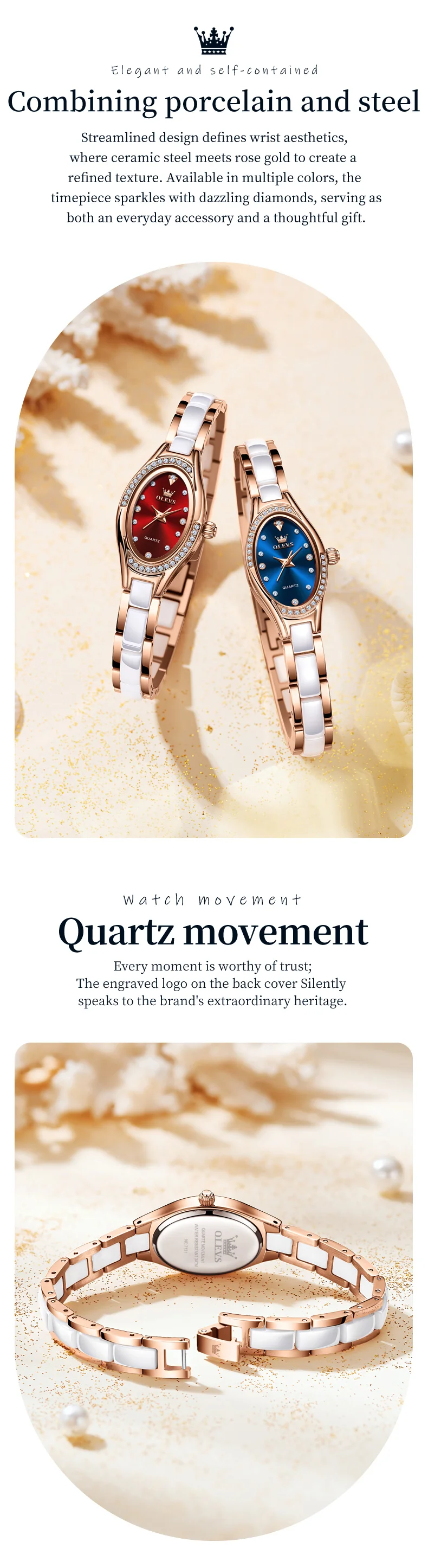 OLEVS 7131 Orologio da Donna - Dettaglio quadrante e diamanti