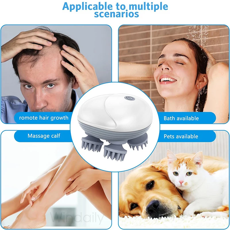 Elektrisches Kopfhautmassagegerät mit Vibrationsfunktion für Schultern, Nacken, Beine und Arme – Tiefengewebsmassage für Katzen und Haustiere_voghion.com