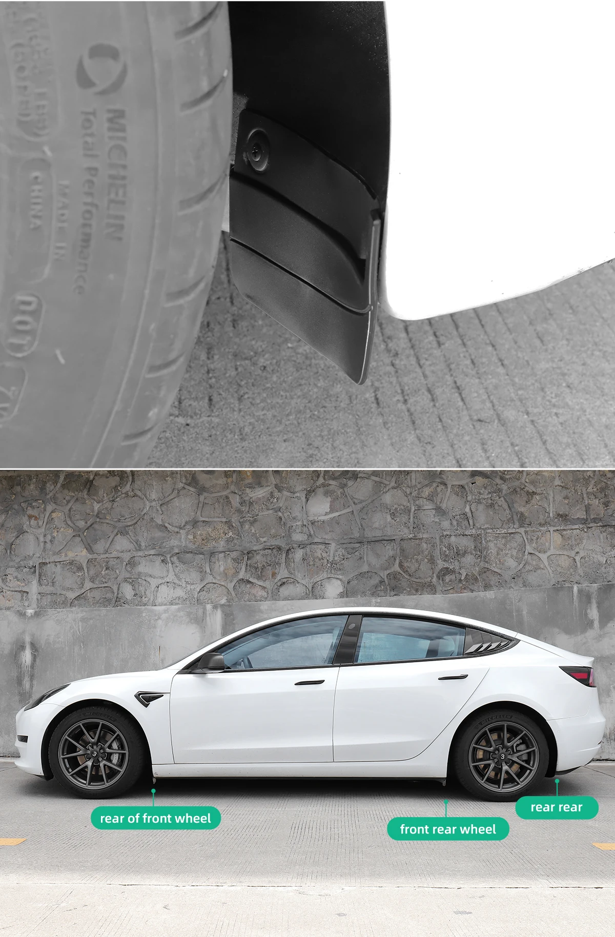 LUCKEASY Für Tesla Model Y 2020–2024, Hinterrad-Schmutzfänger, Auto-Modifikationszubehör, Spritzschutz, Schlamm-Kotflügel-Set – Detail 20