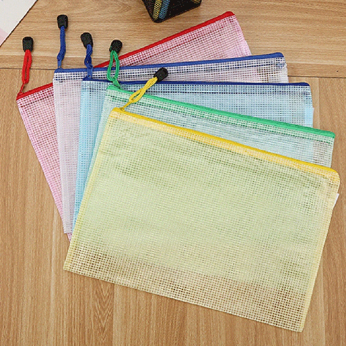 5/10/50/100PCS 문구류 보관 폴더 파일 메쉬 지퍼 파우치 A4/A5/A6 문서 가방 지퍼 파일 폴더 문서 정리 용품 종이