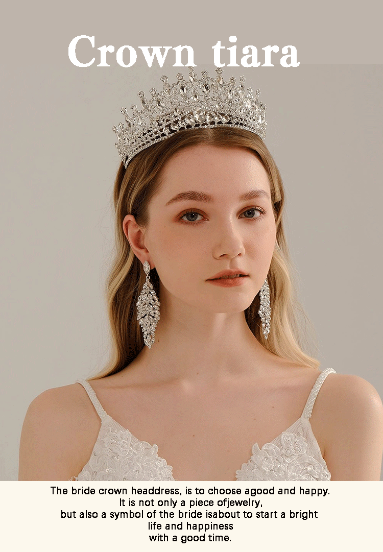 Crystal Bridal Crown Royal Queen Tiara Rhinestone Pageant  display picture 1