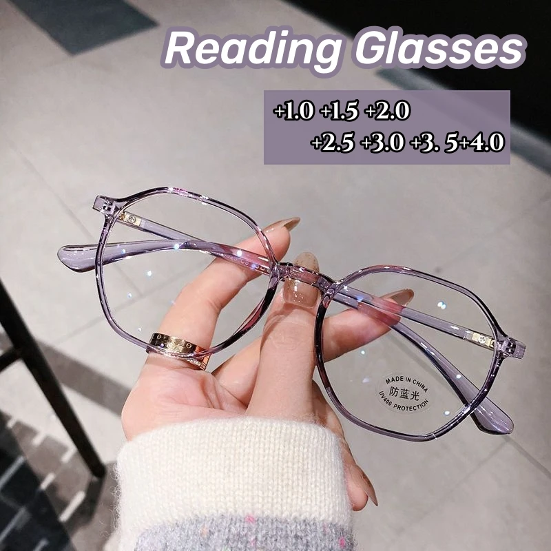 

New Fashion Women Men Reading Glasses Vintage Far Sighted Eyeglasses with Diopter HD Lens Anti-blue Light Presbyopia Eyewear