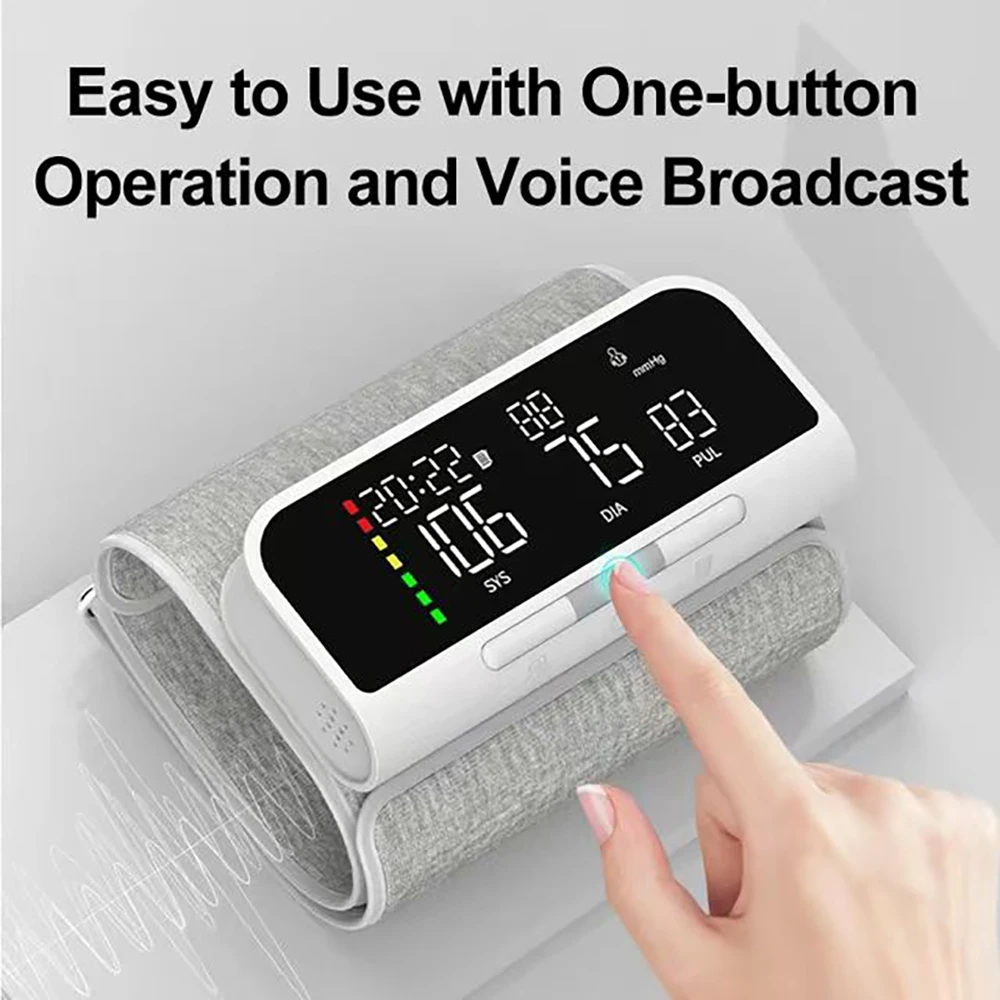 Rechargeable LI-ION Battery Digitization Tricolor LCD Large Screen Sphygmomanometer English Voice Arm Blood Pressure Monitor