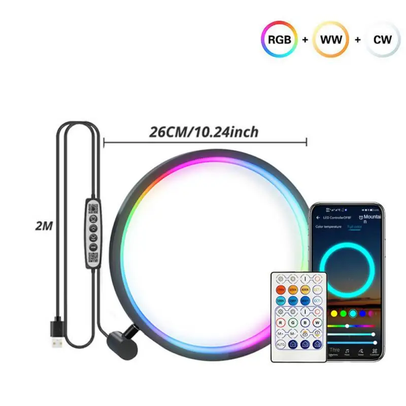 

Desk Lamp Ring Music Rhythm Dimming Remote Control Creative Rgb Decorative Lamps Bar Night Light Ambience Lamp App Control Rgb