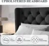 King Size Bed Frame with Button Tufted Wingback Headboard, Modern Upholstered Bed Frame with Solid Wooden Slats Support 4