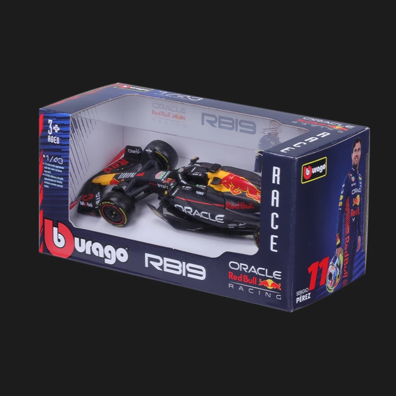 Bburago-Modelo de carro de liga Red Bull Racing, Fórmula F1 brinquedo fundido, Versão RB19 2023, Verstappen 11, Perez Perez, versão regular, 1:43