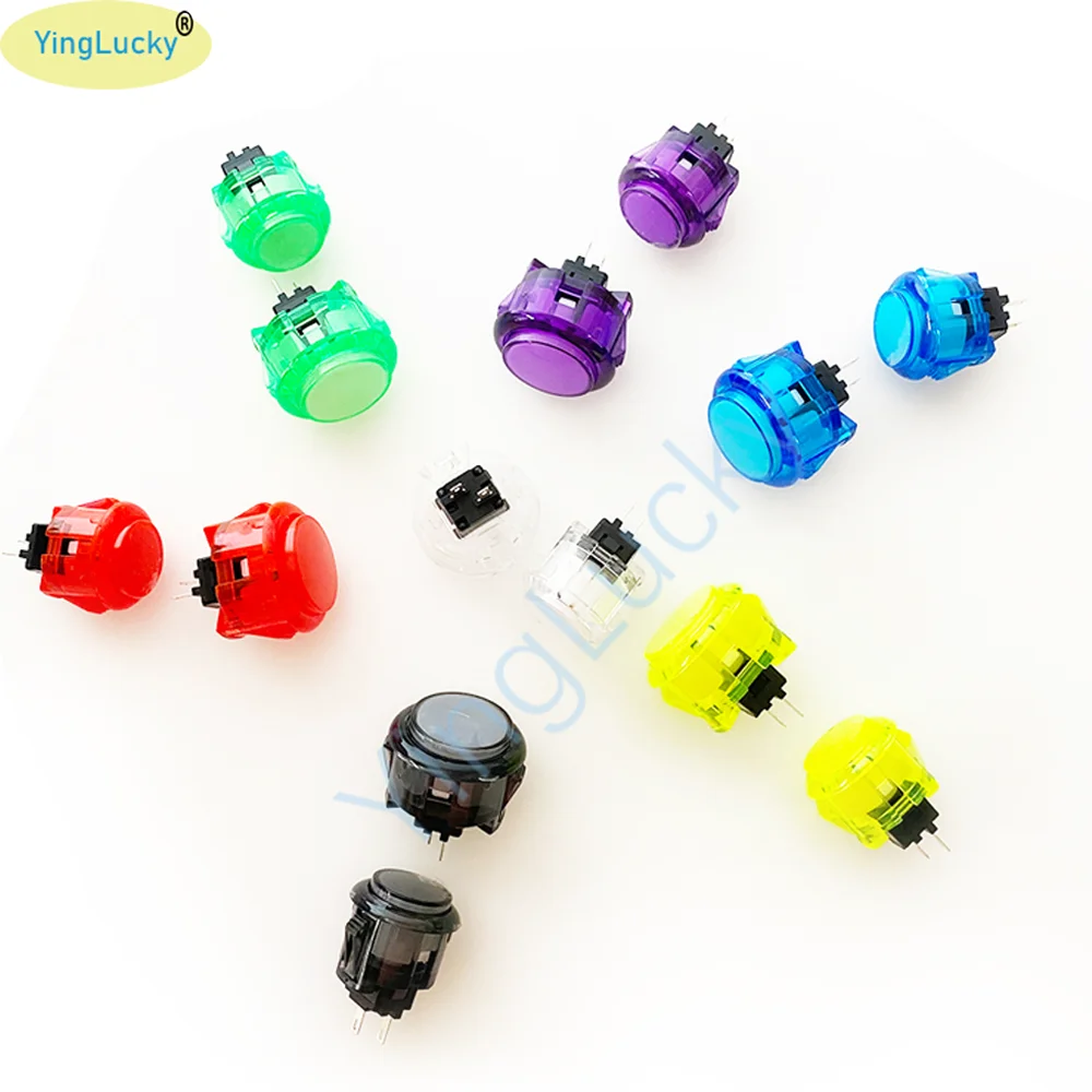 10 Pcs/Bag Arcade Push Button 30mm 24 mm Copy SANWA OBSC Button Multicolor Transparent No LED BUTTON For DIY ARCADE Pandora Game