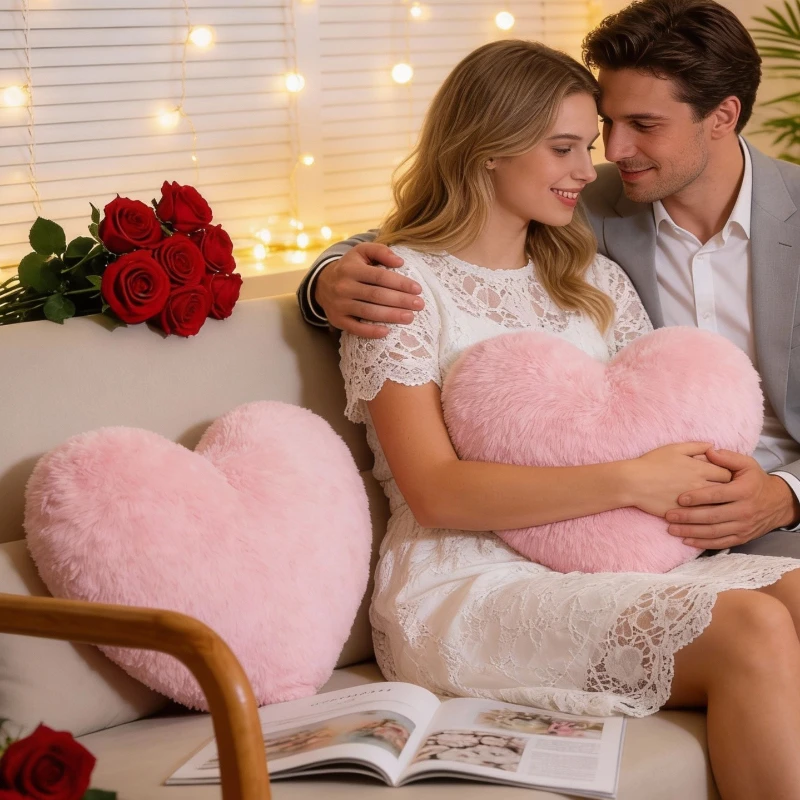 Blush Heart Decorative Pillow - Cozy Accent Cushion