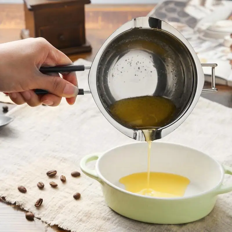 Chocolate Boiler Pot Melting Bowl 400ml Stainless Steel With Heat Resistant Silicone Handle For Butter Candy