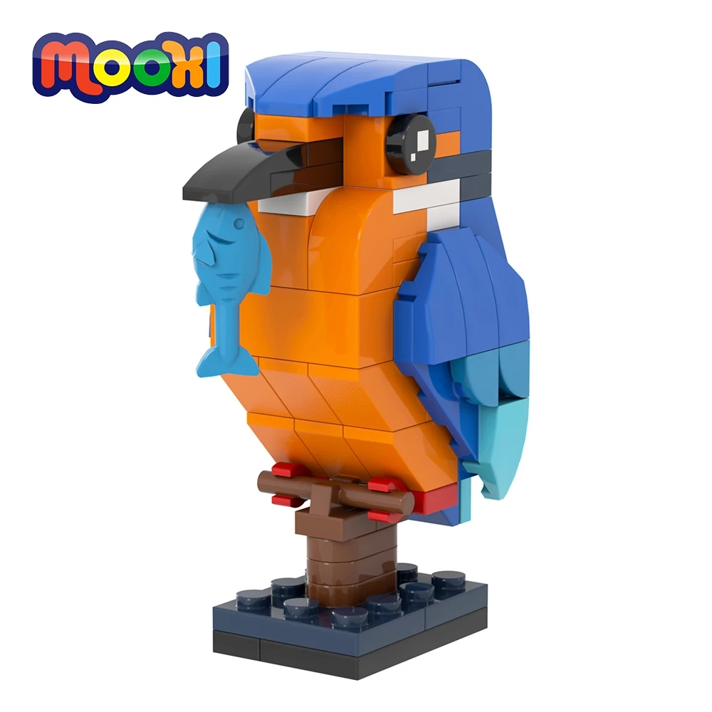 MOOXI Creativity Series 88PcsMOC Bricks Kingfisher Bird Figures Model ...
