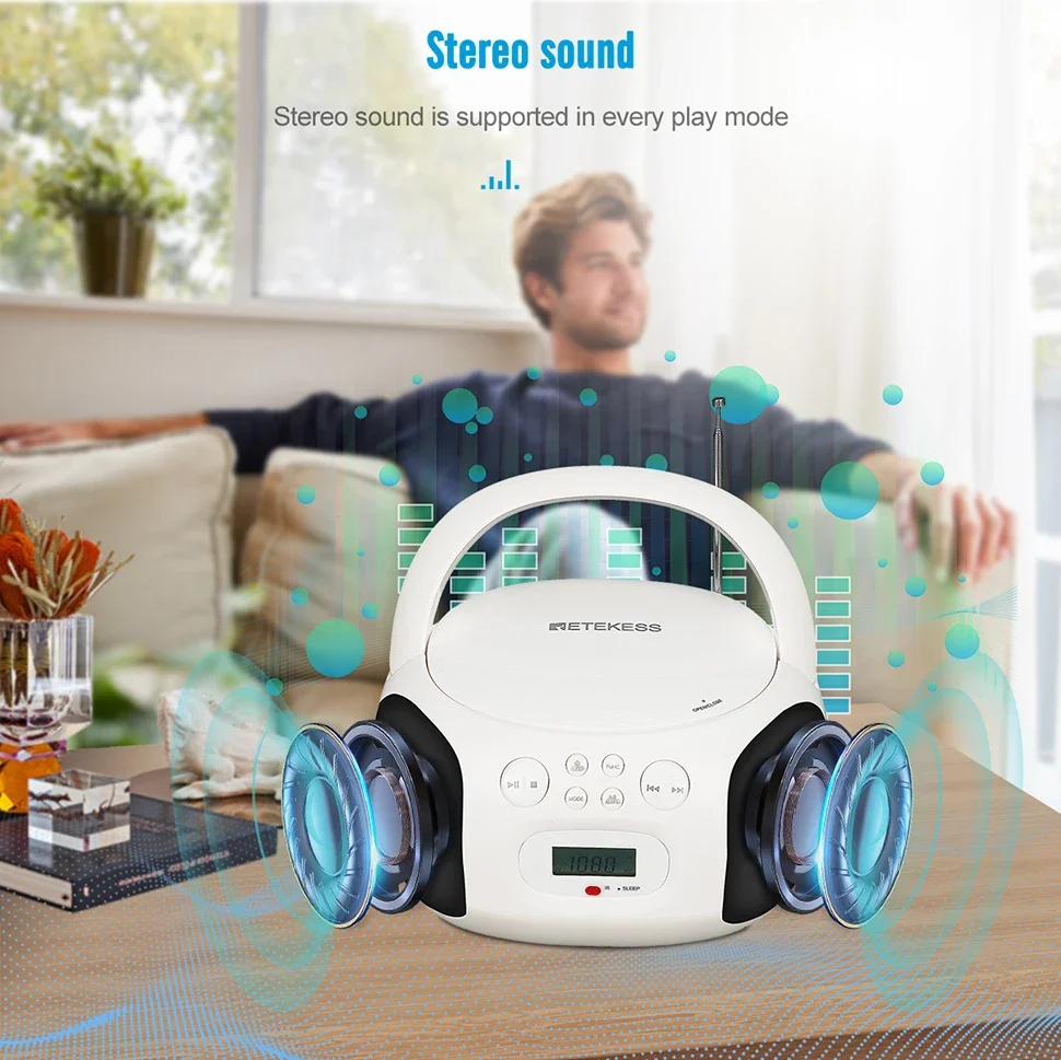 Retekess TR 636 Household CD Player Bluetooth Boombox Portable Radio AM FM Stereo Control Sleep Timer Support For Older Home portable cd player wooden cd player wall mounted cd player
