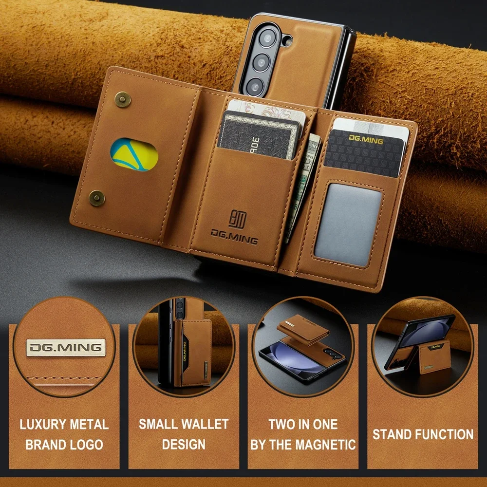 2-in-1 Leather Wallet Case with Magnetic Card Holder and Kickstand