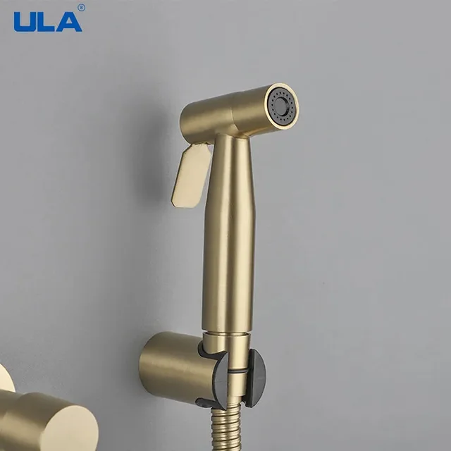 ULA Golden Bidet ก๊อกน้ําสแตนเลสสตีลมือถือ Bidet Sprayer ชุดสีดําห้องน้ําก๊อกน้ําเย็นหัวฝักบัวอุปกรณ์เสริม 1