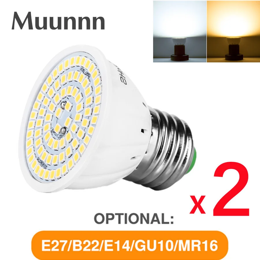 

E27 LED GU10 Lamp E14 Spotlight Bulb 48 60 80leds lampara 220V GU 10 bombillas led MR16 gu5.3 Lampada Spot light B22