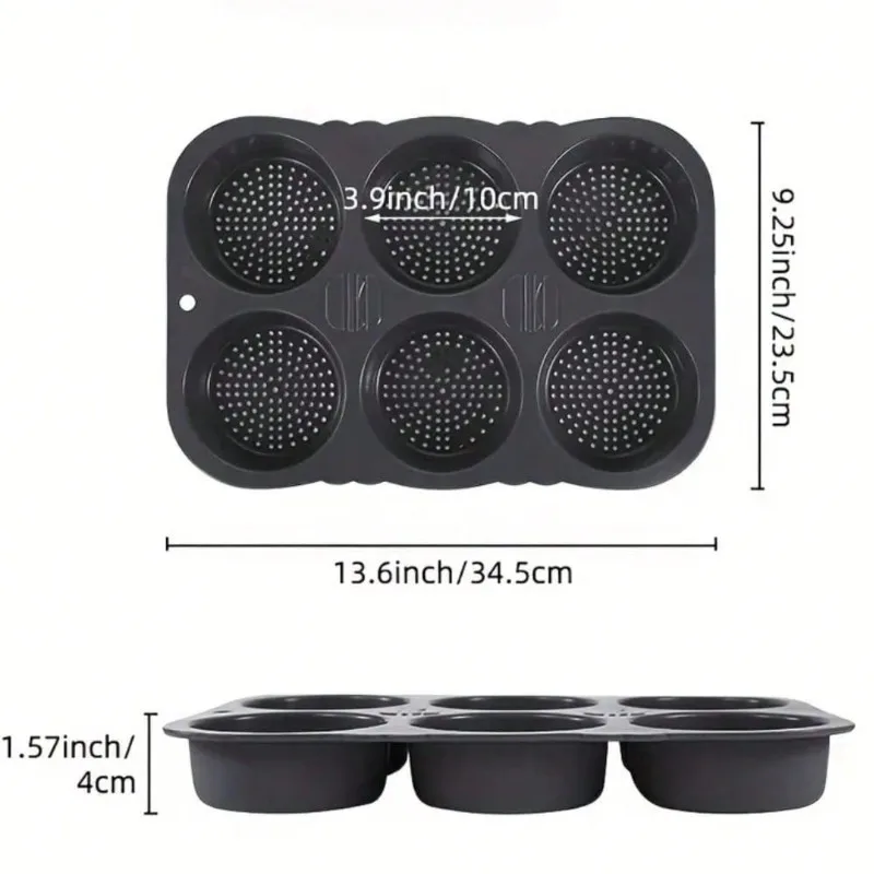 Non-Stick Silicone Hamburger Bun Mold Heat Resistant Reusable Perforated Design for Even Baking Ideal for Homemade Buns