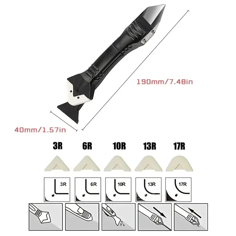1pc 5 In 1 Silicone Scraper Glue Remover Knife, Angle Beauty Sewing Spatula Beauty Sewing Tool Four-piece Glue Scoop Hand Tools  5
