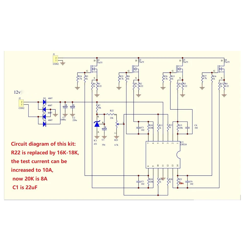 DIY 키트 배터리 용량 테스터, 조정 가능한 정전류 전자 부하 방전 테스트, 150W 10A