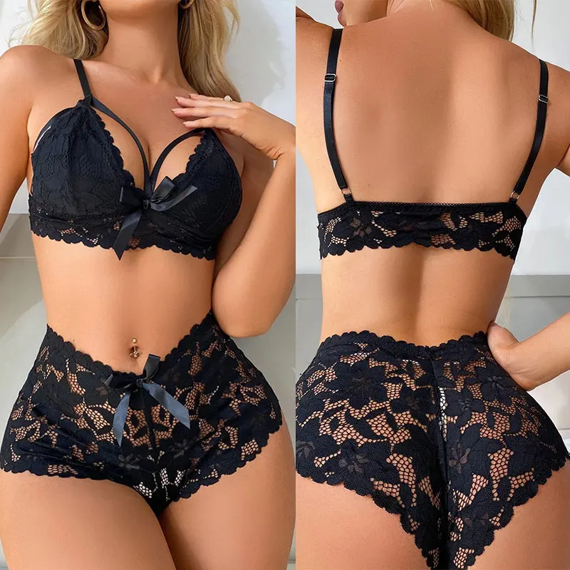 Transparent Underwear Two Piece Set Sexy Lingerie Lace Bra Erotic Lingerie Set Push Up Bra With Panty Briefs Sets Panty women lingerie set,women underwear set,sexy bra set