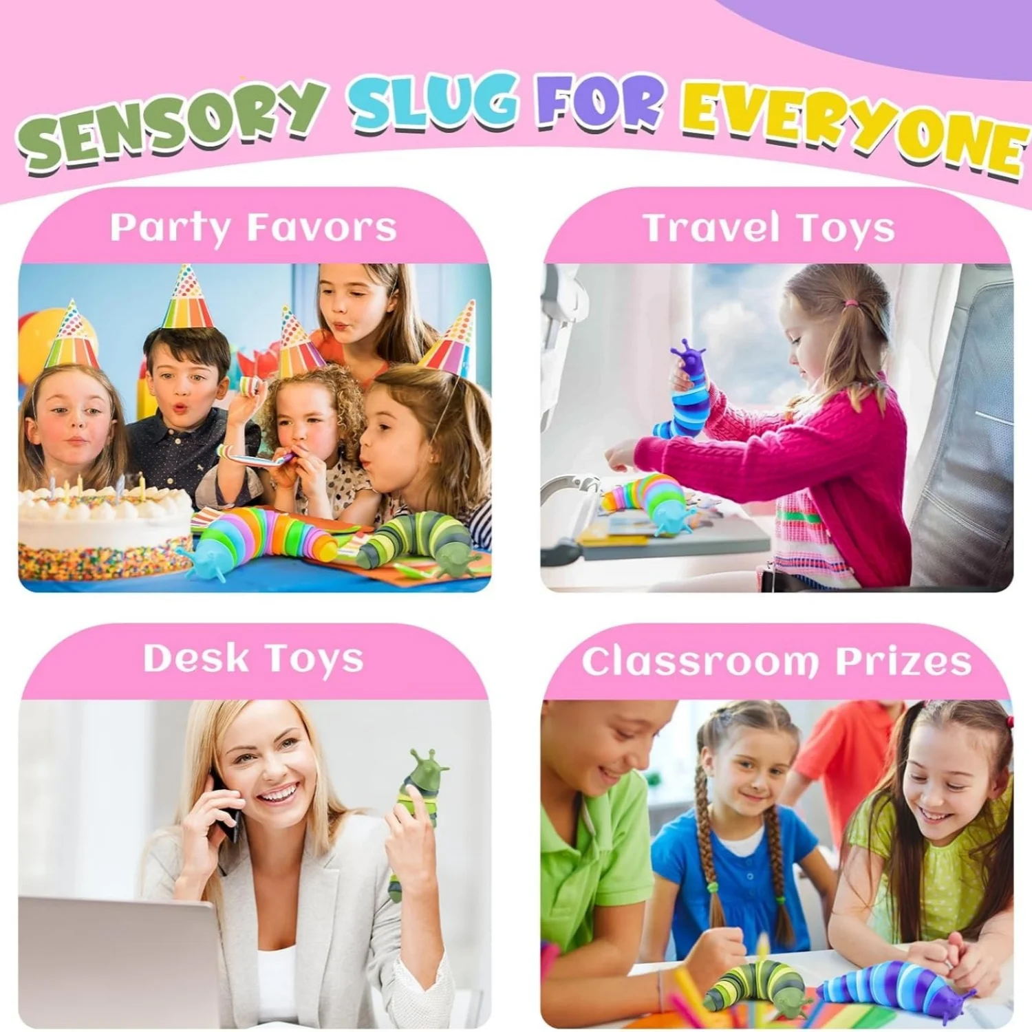 1pc Sensory Slug Fidget Toy for Kids Caterpillar Anxiety Sensory ADHD Autism Toys Exercise Wrist Strength & Stress Relief Gifts