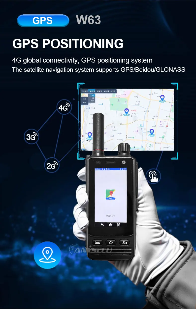 W63 IP68 Waterproof 4G Network Radio Android 9.0 NFC GPS POC Walkie Talkie Work