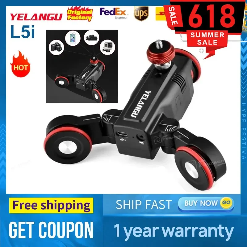 YELANGU L5i 카메라 비디오 오토돌리 전동 슬라이더 레일 시스템, DSLR 카메라 휴대폰용 지지대 시간 경과 촬영 앱 작동