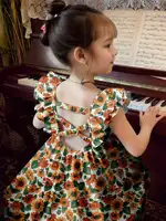 Robe trapèze mi-longue pour filles avec manches à volants – Style estival frais pour les fêtes et le quotidien 2
