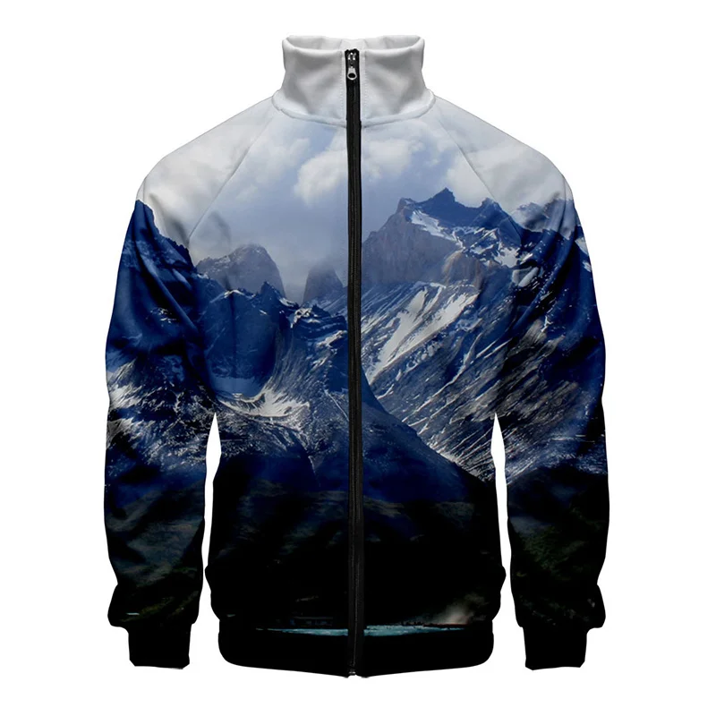 thumbnail image 1 of Chaqueta con estampado de paisaje de montaña nevada en 3D, chaquetas con gráficos de paisajes divertidos para hombres y niños, ropa de calle de moda, ropa, tops, 1 of 5
