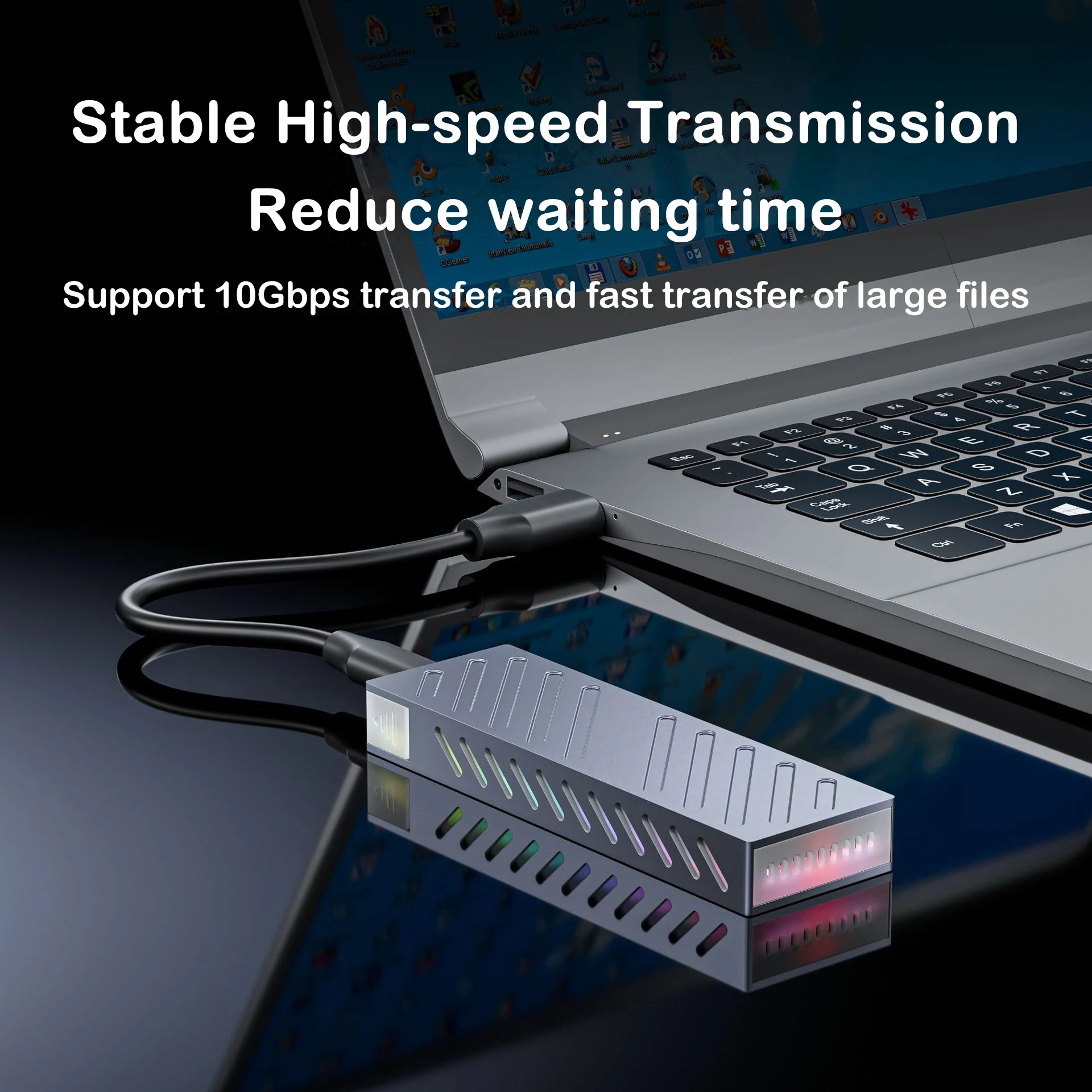 케비두메이 M.2 NVME SATA SSD 외장 케이스 알루미늄 합금 10Gbps USB 3.1 NVME M2 외장 하드 드라이브 박스 RGB 컬러풀 라이트 무공구