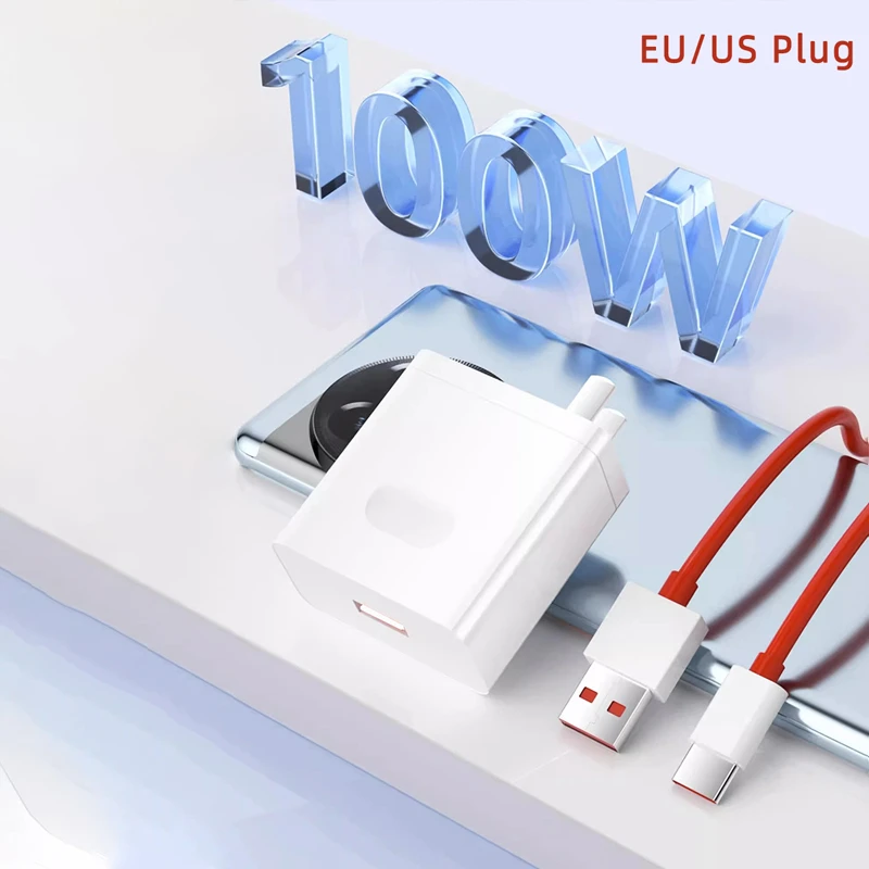 100W SuperVOOC Fast Charging Phone Adapter with USB to Type C Cable