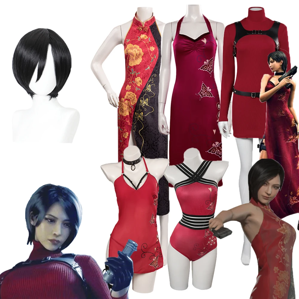 

Resident 4 Cos Ada Wong Cosplay Costume Outfits Fantasy Dress Cheongsam For Female Roleplay Halloween Carnival Suit Accessories