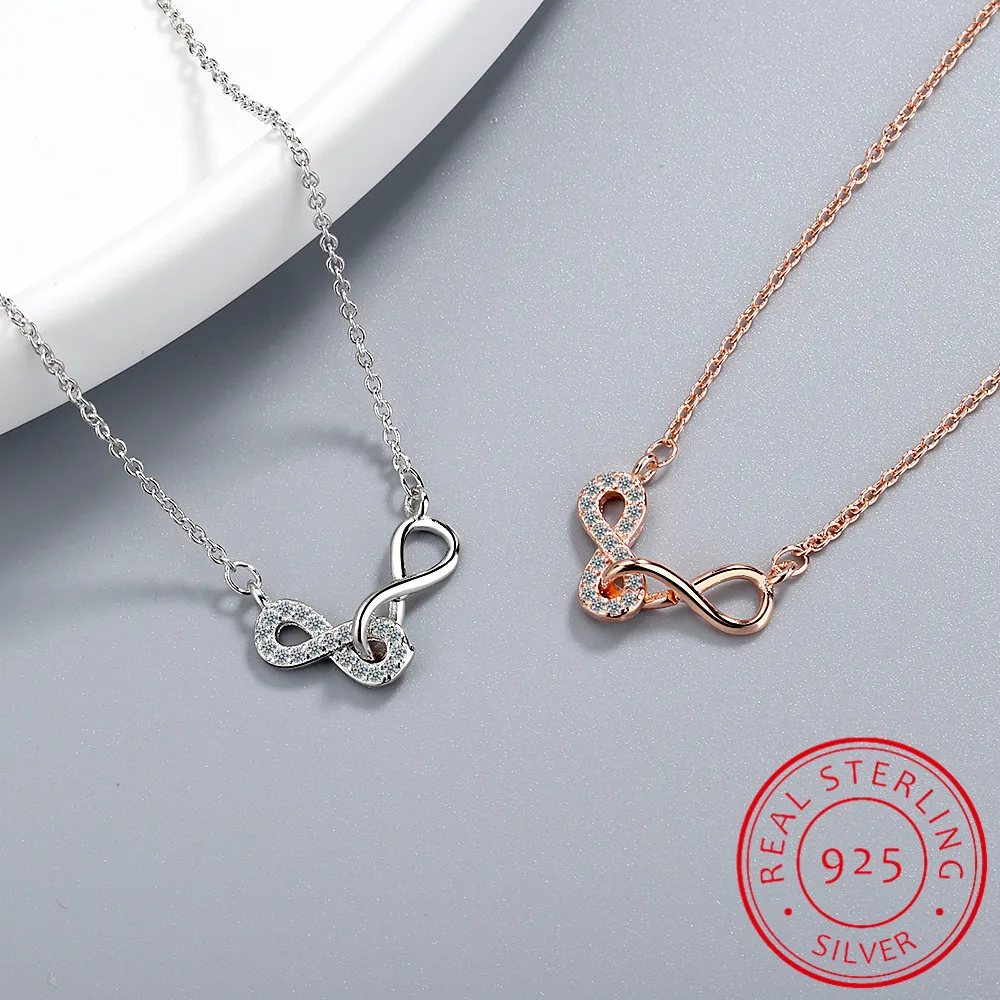 925 Sterling Silver Fine Jewelry Best Friend Forever Infinity Love Pendant Necklaces for Women Gifts Silver Chain pendant necklace silver necklace silver pendant