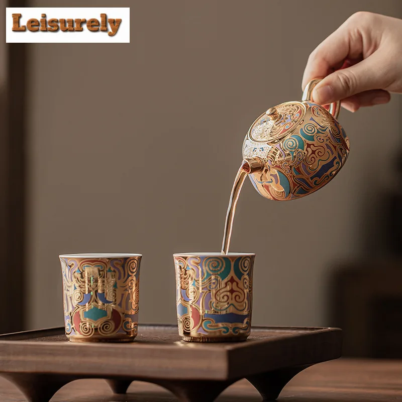 Creative Dunhuang Gilded Xishi Teapot Tea Set Complete Set Elegant Gaiwan Tea Ceremony Set Teapot and Tea Cup Set Teaset Craft