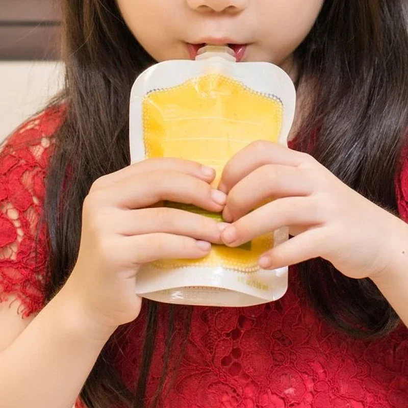 10Pcs Baby Fruit Puree Bags Reusable Squeeze Pouches Baby Food Storage Bag Kitchen Dispenser Complementary Food Squeeze Bags baby food storage containers food pouch