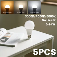 5 шт. E27 светодиодные лампы переменного тока 220 В 110 В лампочка реальной мощности 20 Вт 18 Вт 15 Вт 12 Вт 10 Вт 9 Вт 8 Вт лампада гостиная дом светодиодная бомбала