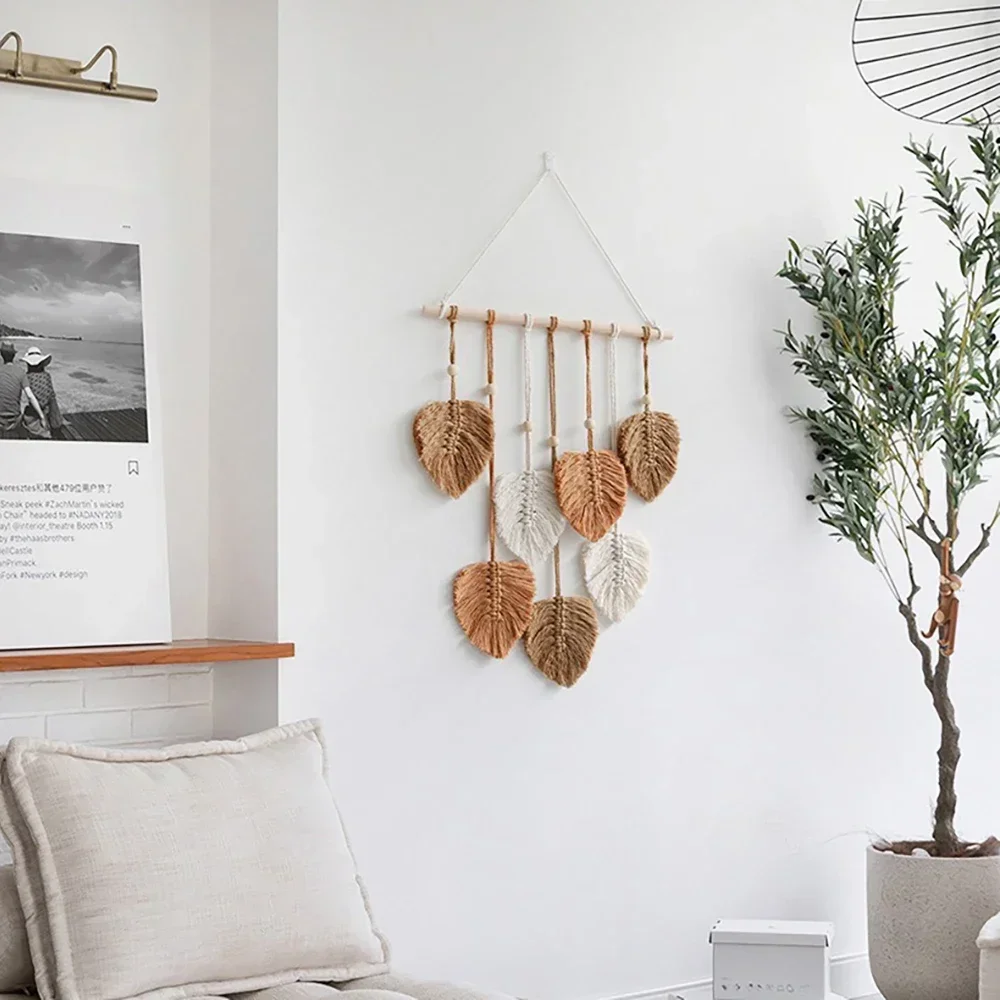 

Wall Decoration Hanging Wedding Department Decor Room Living Ornament Aesthetic Leaf Gift Woven Tapestry Home Hand
