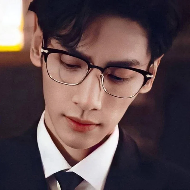 Men's Prescription Glasses Half-frame Silver Black Anti Blue Light Myopia Glasses Trendy Vintage Nearsighted Glasses -1.0 to-6.0 6