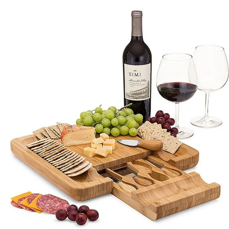 

Bamboo Cutting Board with Cheese Knife Square Bamboo Cheese Board