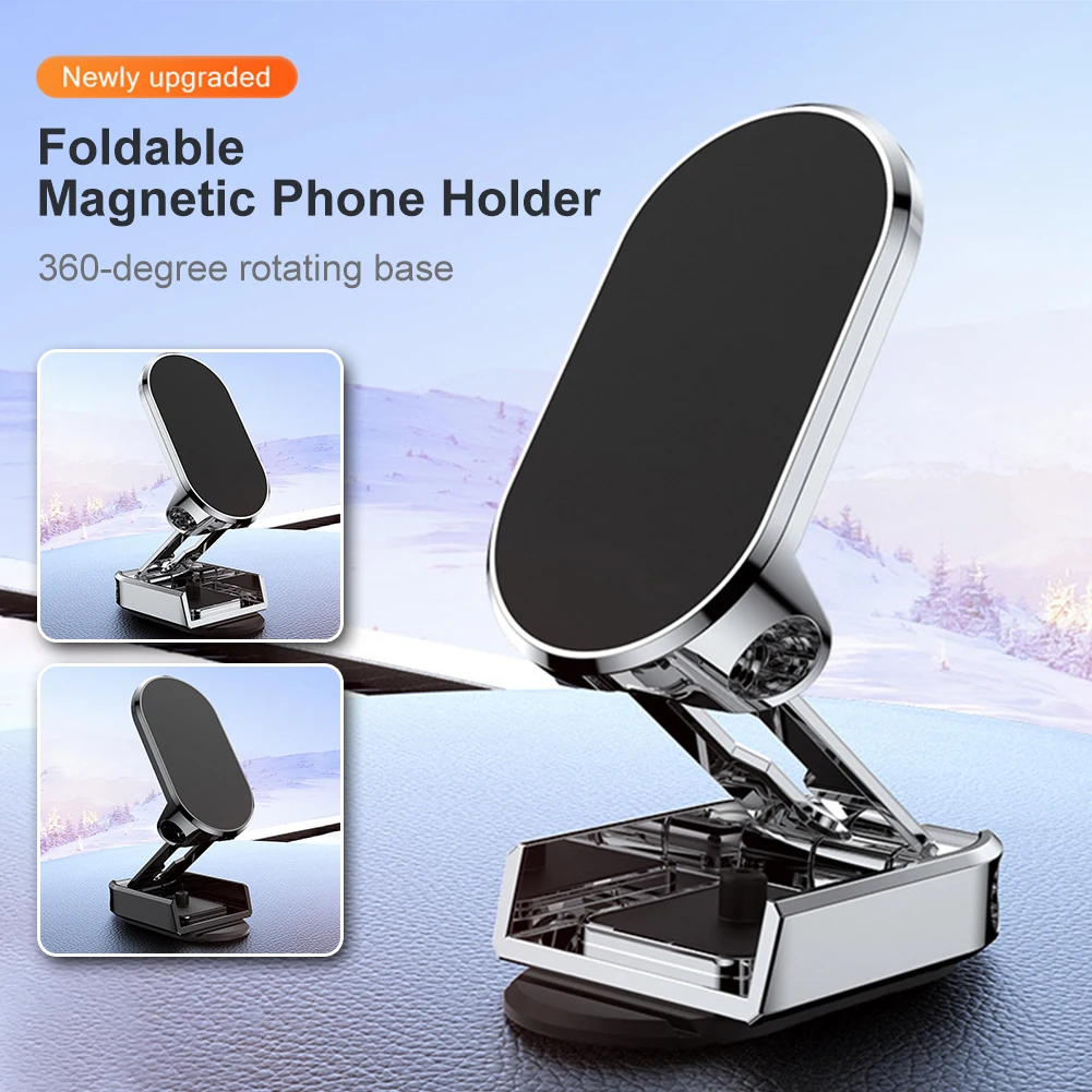 Magnetic Car Phone Holder 360 Rotate Foldable Magnet Mobile Phone Stand  Cell GPS Support For iPhone 14 13 Xiaomi Mi Samsung LG