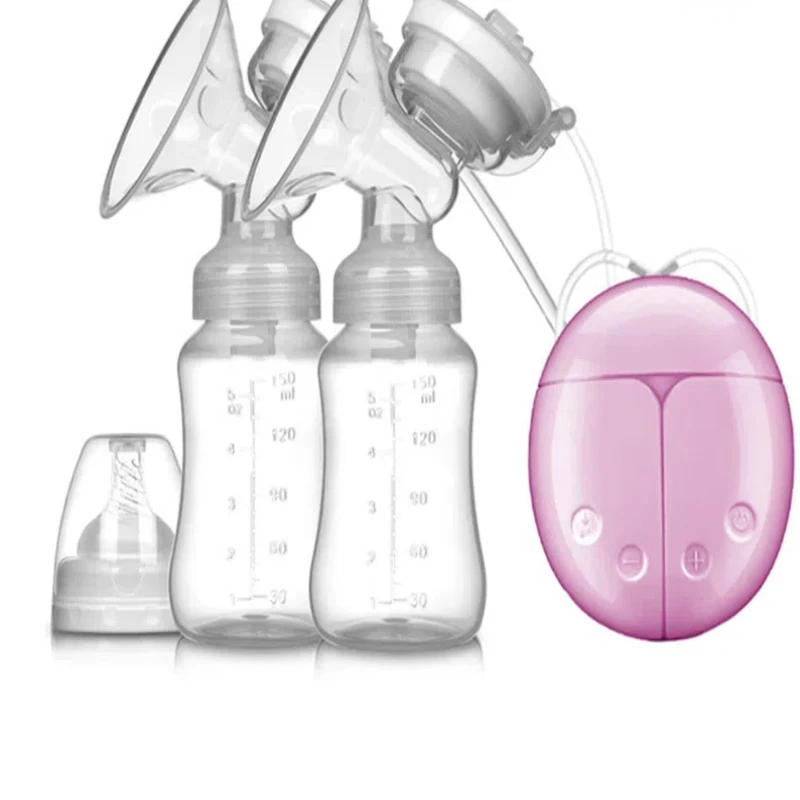 Double Electric Breast Pumps Powerful Nipple Suction USB with Baby Milk Bottle Cold Heat Pad