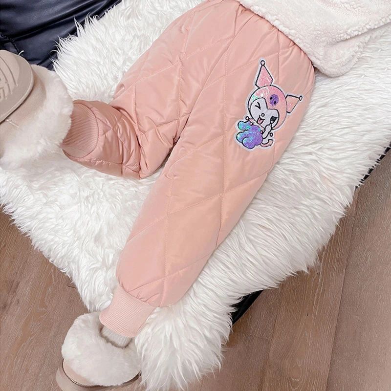 

Girls Sweatpants Children's Winter Thickened Pants Kuromi Girls Jeans Y2K Cartoon Children Cothes Girl Zara Kids Christmas Gift