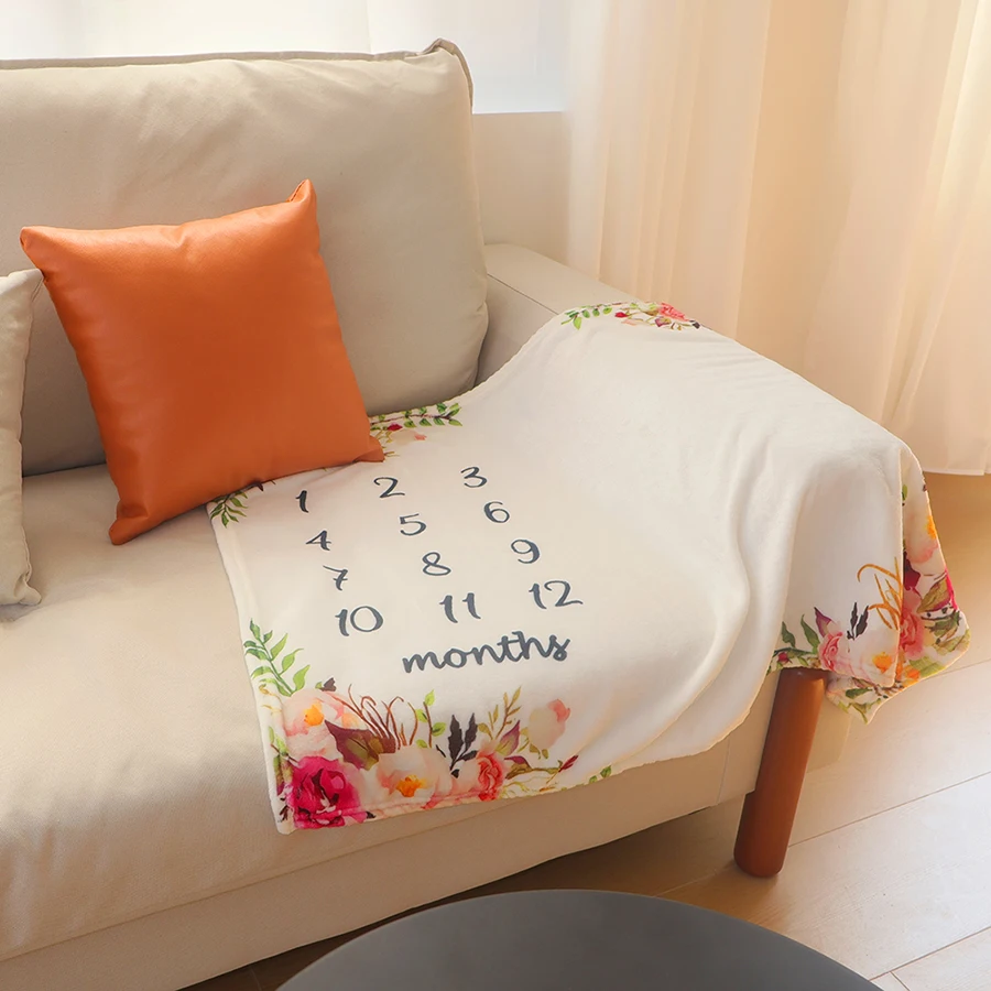 Coperte per Traguardi di Crescita Neonatale, Souvenir Mensili per Bambini, Sfondo per Servizi Fotografici, Abbinabili a Carte con Dischi in Legno - immagine 2
