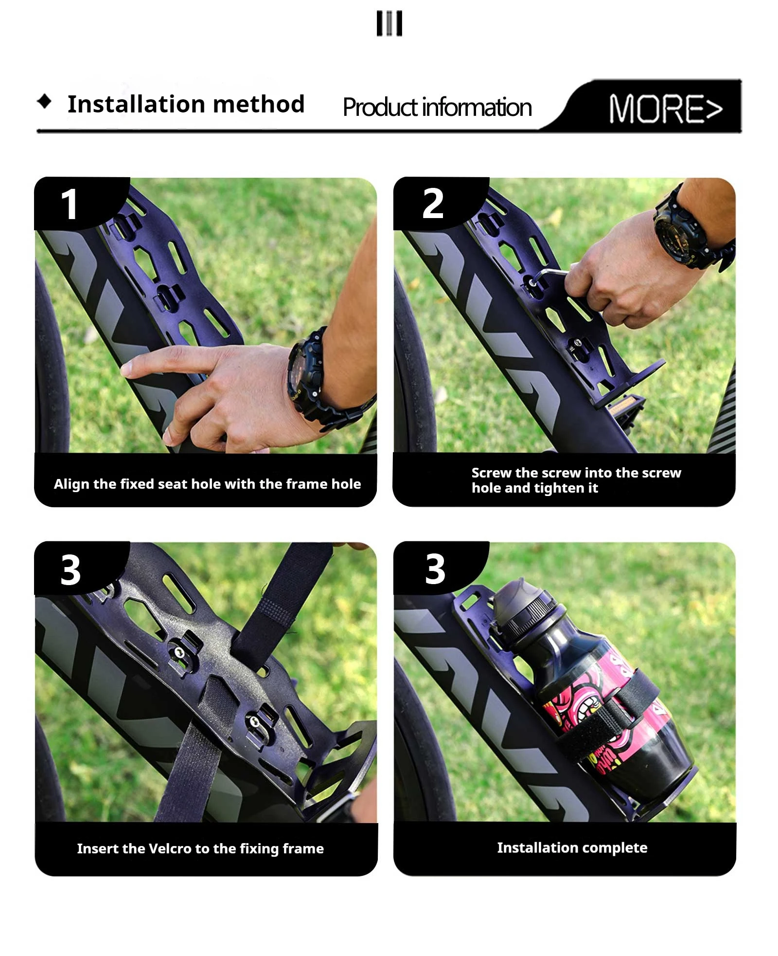 Enlee Fahrrad taschen halter einfach zu nnstall Fahrrad Audio Stand Flasche Vorderrad gabel Oberrohr halter Fahrrad taschen halterung – Detail 8