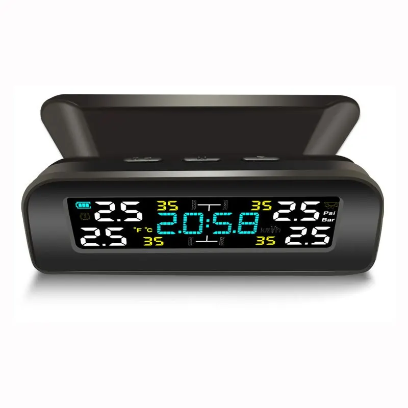 1PC Wireless Solar Powered Tire Temperature Pressure Monitor for Car