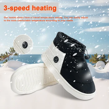 Unisex Winter Heated Shoes with 3 Heating Levels Women Men Electric Heating Slippers Rechargeable for Indoor House Home Office 2