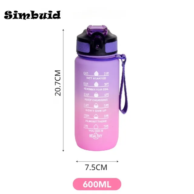 1pc 600ml Motivational Water Bottle Sports Water Cups Portable Drinking Cups Summer Drinkware For Outdoor Camping Hiking Fitness 3