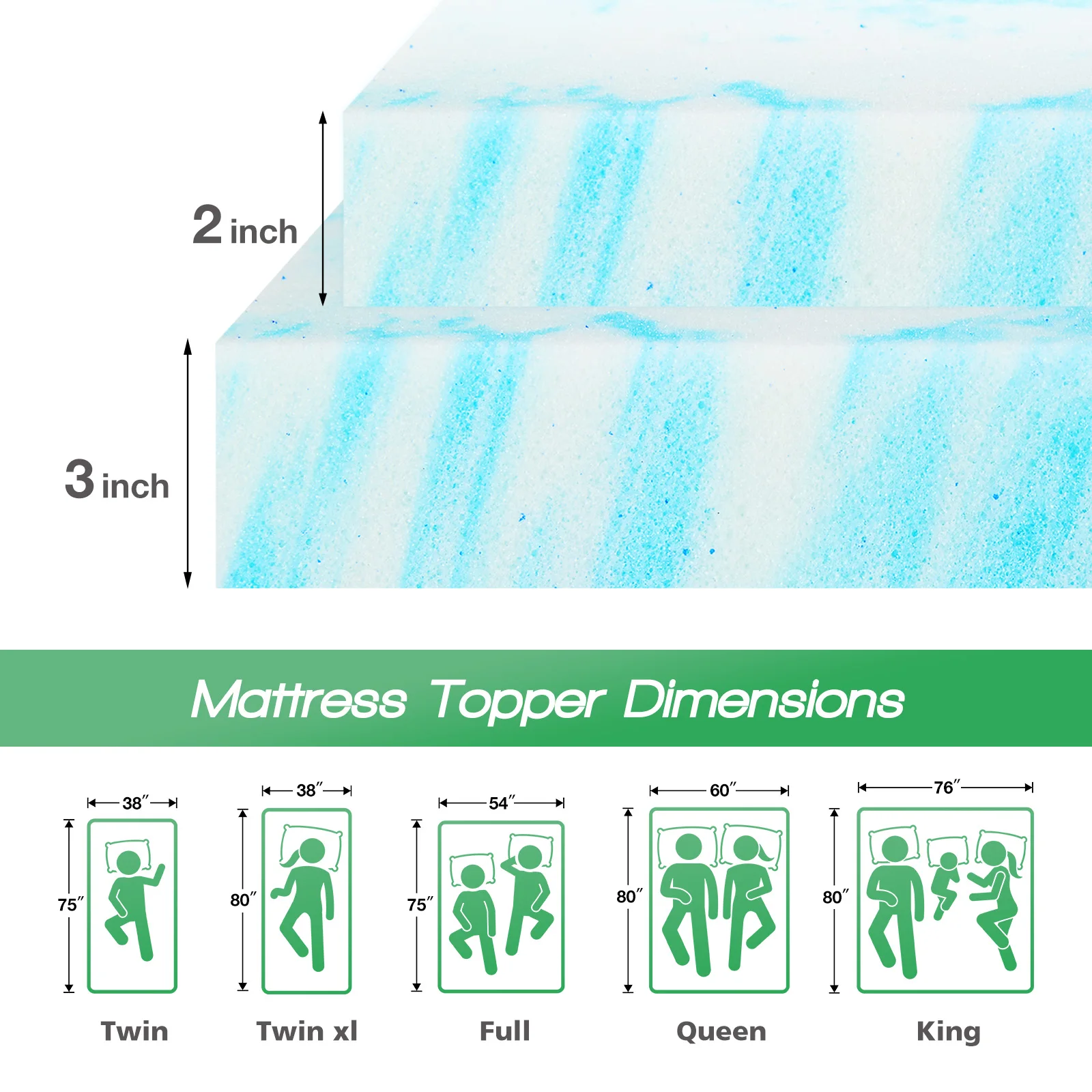 Gel Memory Foam Mattress Topper 6