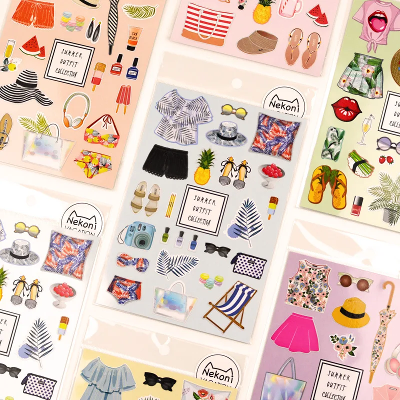 Importazione Coreana Nekoni Summer Impression Sandy Beach Adesivi Decorativi Di Cancelleria Scrapbooking Diy Diary Album Stick Label