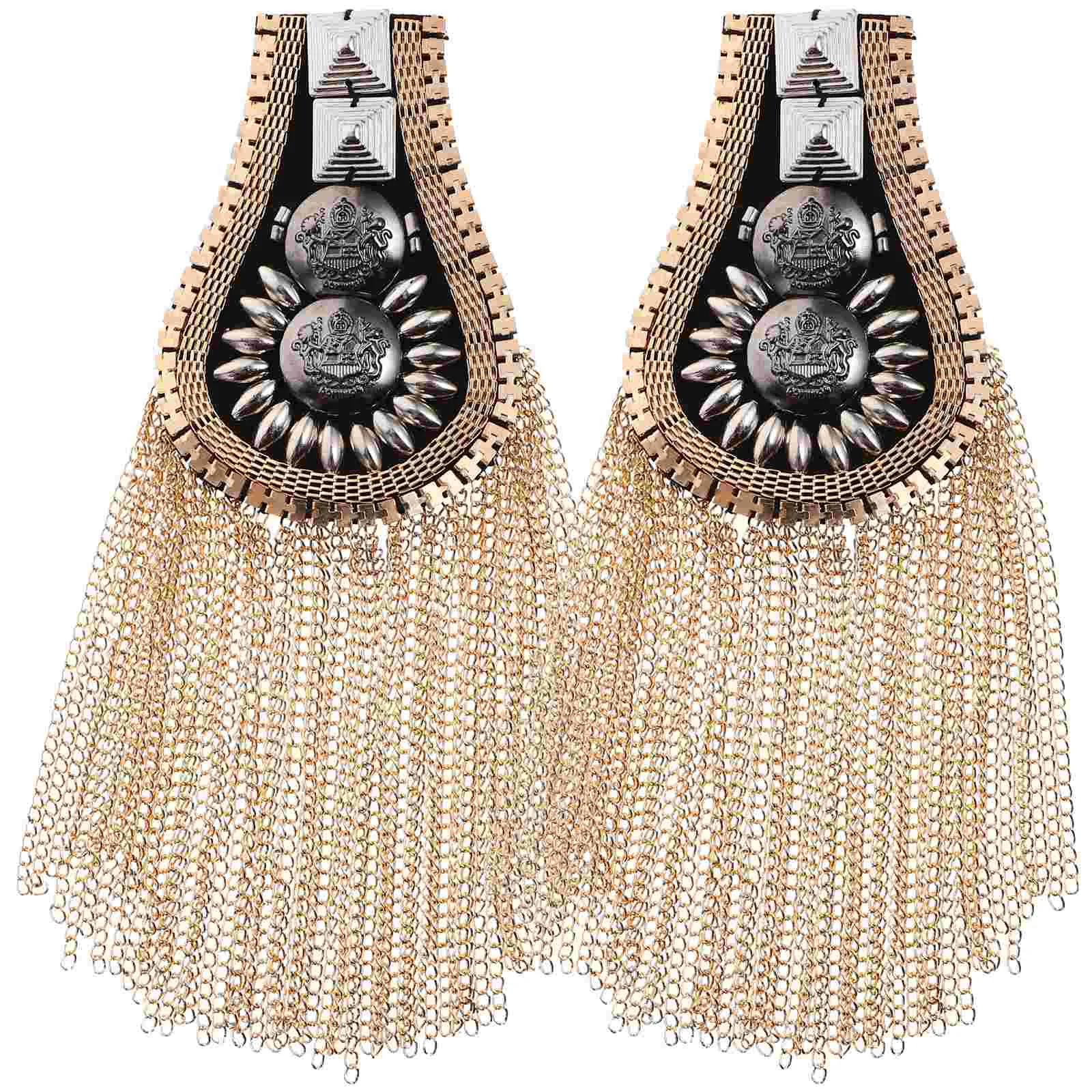 

2 Pcs Shoulder Board Tassel Mark Retro Decor Decorate Man Rivet Evening Gowns for Women Formal