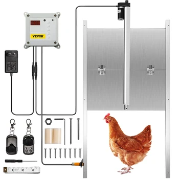 SucceBuy Timer automatico per porta di pollaio e sensore di luce W/2 telecomandi Apertura fattoria 110-220 V Pollo Animali domestici Apriporta per cani